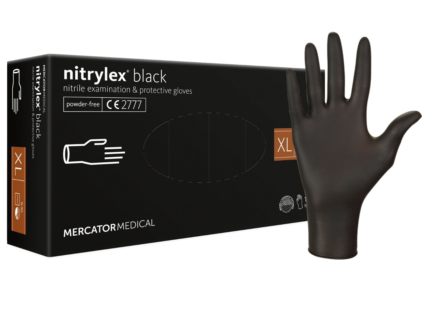 Rękawice Nitrylex Black XL Mercator KARTON